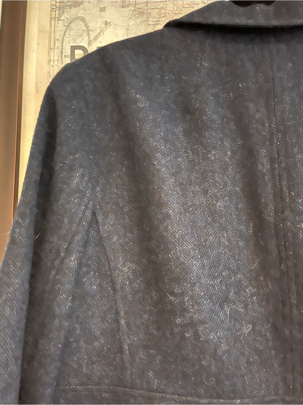 Talbots Navy Herringbone Tweed Wool Aberdeen Blazer Teapot Lining 16W - Picture 6 of 9